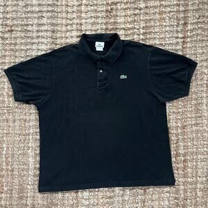 Lacoste Black Polo Shirt Men’s 2XL Size 7 Classic Logo Cotton Short Sleeve EUC